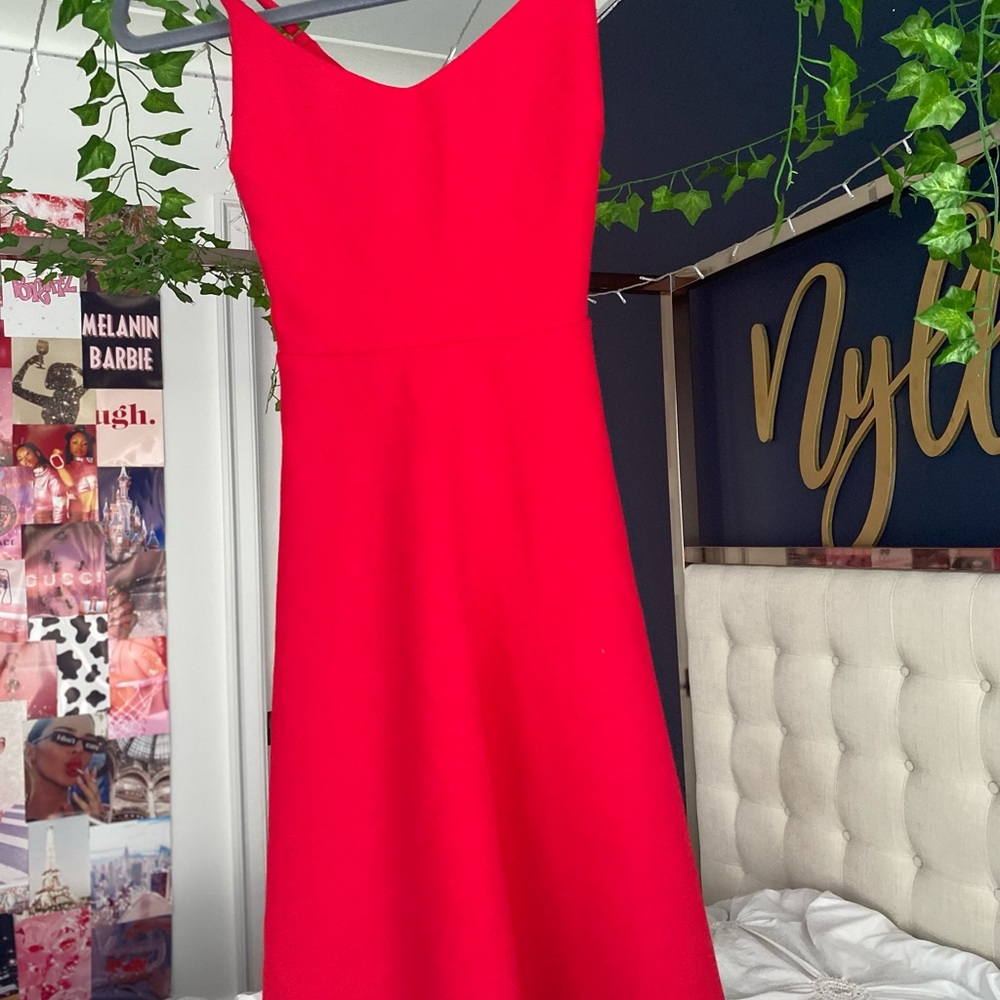 red skater dress